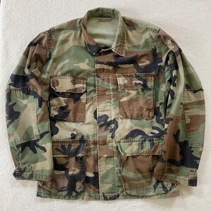 Military Mens Field Jacket Small Regular Camo Woodland BDU Combat Coat